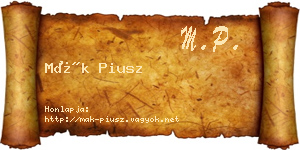 Mák Piusz névjegykártya
